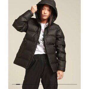 Huffer x Marvel Womens Superdown Jacket Zip Up Hooded Goose Down Fill Black XS